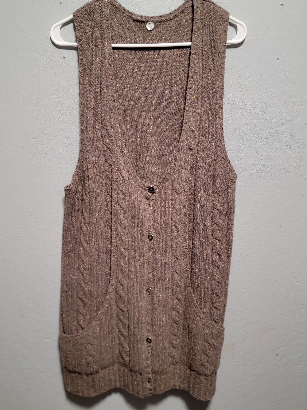 Margaret O'Leary Taupe Speckled Cable Knit Cardigan